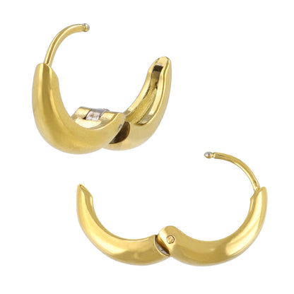 ピアス ステンレス メタル ワイド ライン 直径15mm キャッチレス ワンタッチ サージカルステンレスポスト フープピアス