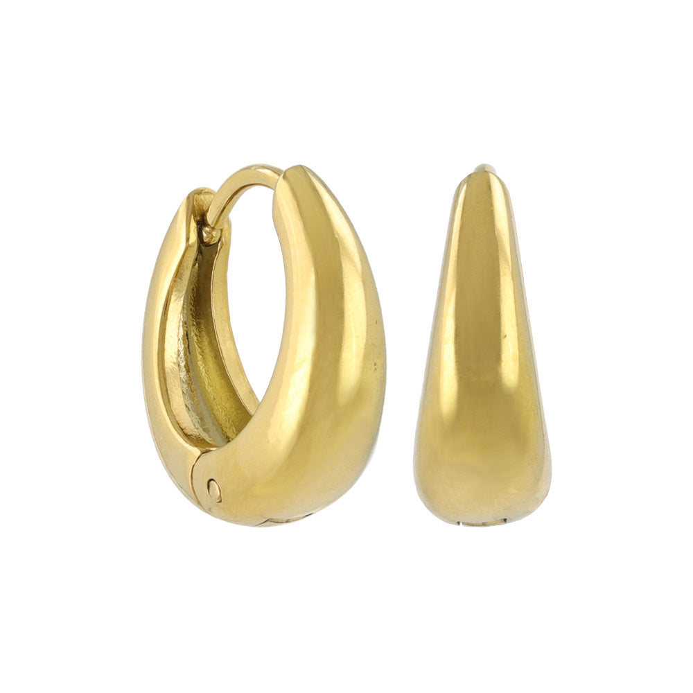 ピアス ステンレス メタル ワイド ライン 直径15mm キャッチレス ワンタッチ サージカルステンレスポスト フープピアス