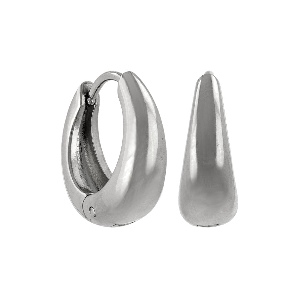 ピアス ステンレス メタル ワイド ライン 直径15mm キャッチレス ワンタッチ サージカルステンレスポスト フープピアス