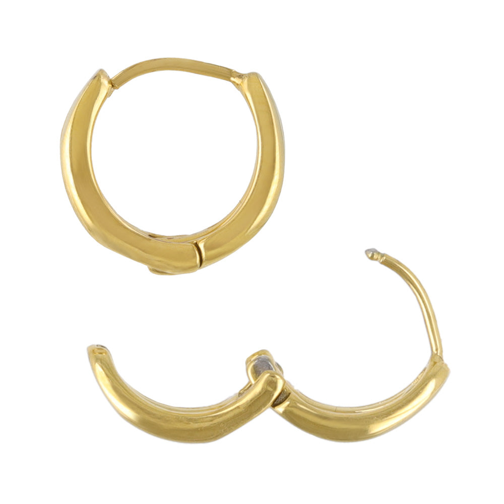 ピアス ステンレス メタル ダブル ライン 直径12mm キャッチレス ワンタッチ サージカルステンレスポスト フープピアス