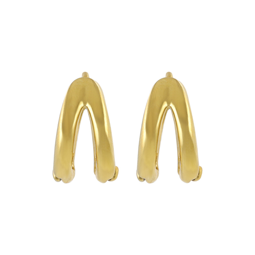 ピアス ステンレス メタル ダブル ライン 直径12mm キャッチレス ワンタッチ サージカルステンレスポスト フープピアス