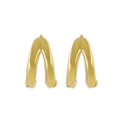 ピアス ステンレス メタル ダブル ライン 直径12mm キャッチレス ワンタッチ サージカルステンレスポスト フープピアス
