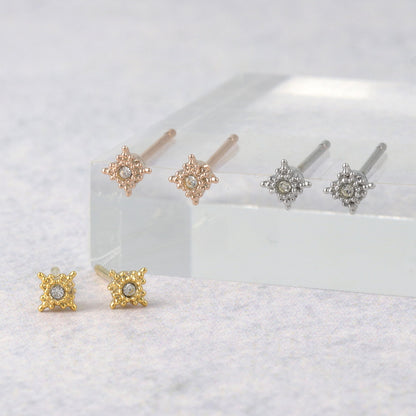 ピアス tiny. ニッケルフリー メタル ロンバス ストーン 極小 スタッドピアス