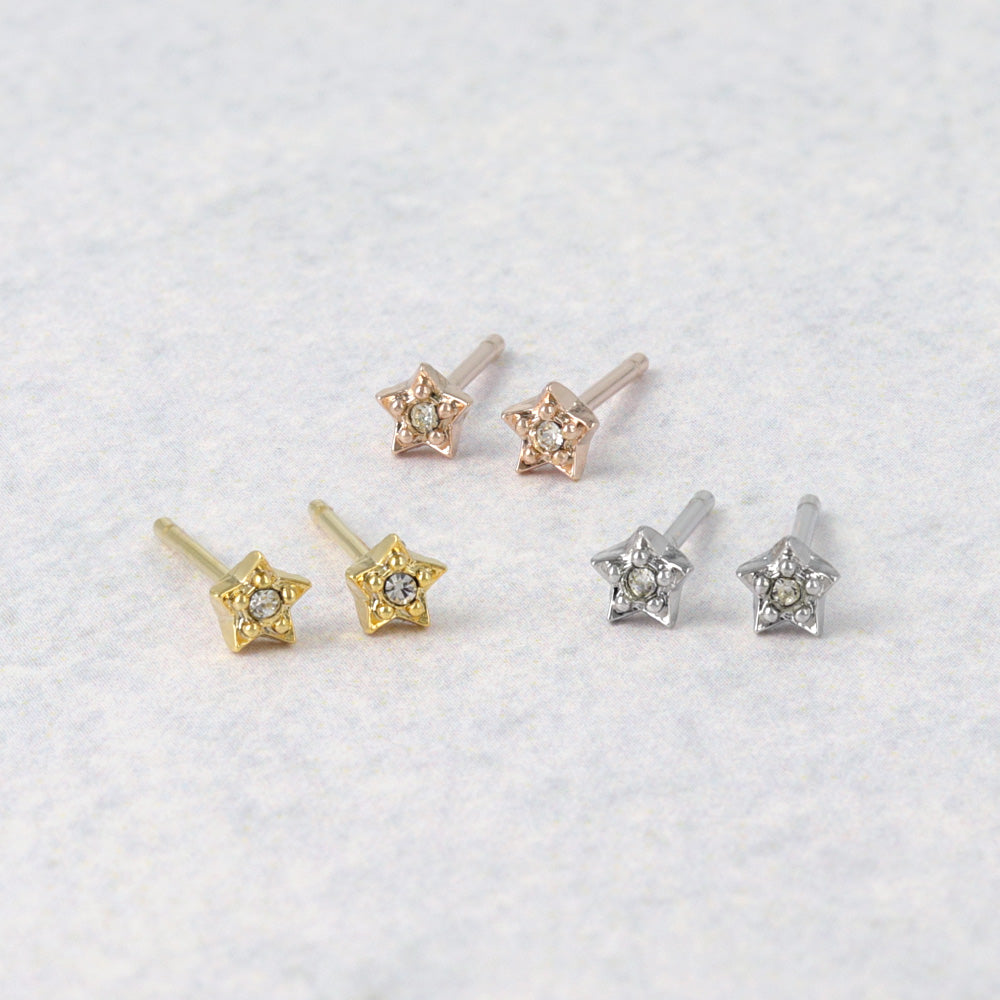 ピアス tiny. ニッケルフリー メタル 星 ストーン 極小 スタッドピアス
