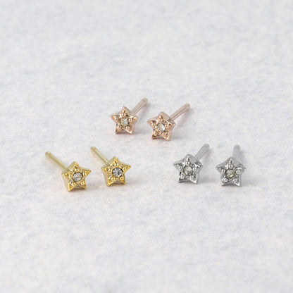 ピアス tiny. ニッケルフリー メタル 星 ストーン 極小 スタッドピアス