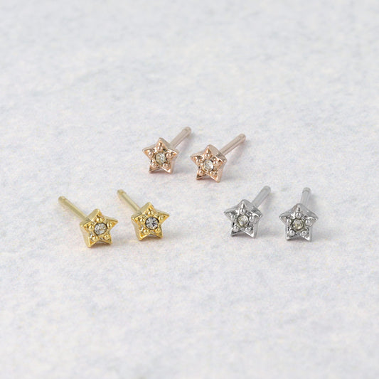 ピアス tiny. ニッケルフリー メタル 星 ストーン 極小 スタッドピアス