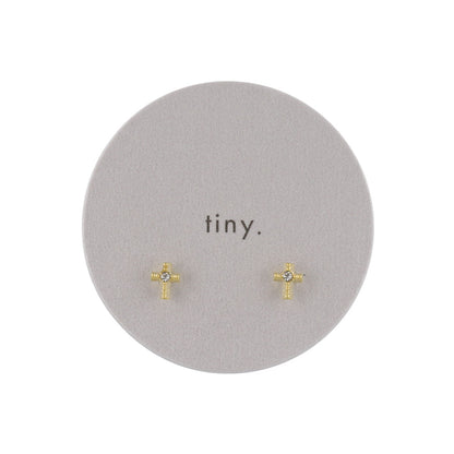 ピアス tiny. ニッケルフリー メタル クロス ストーン 極小 スタッドピアス