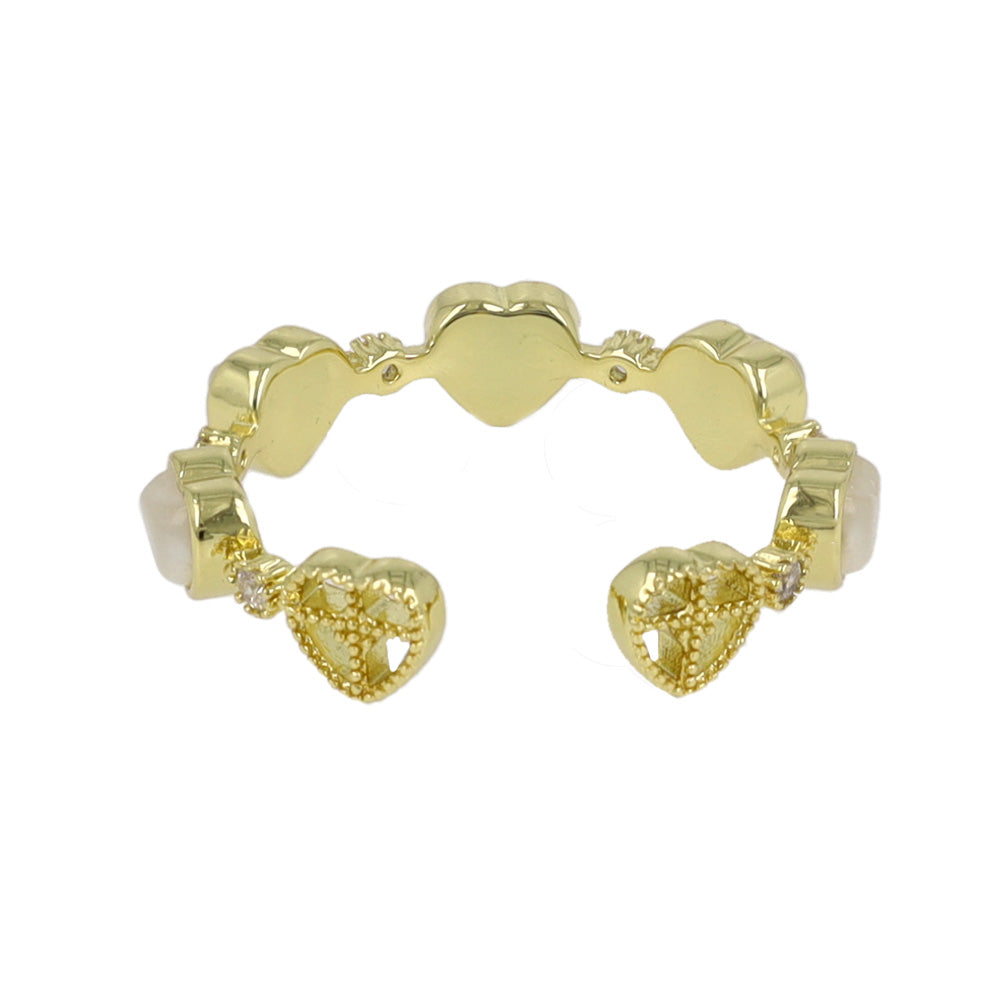 リング ニッケルフリー キュービックジルコニア 合成キャッツ メタル ハート フリーサイズ 指輪