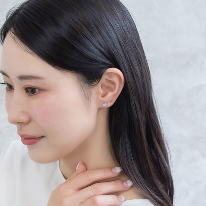 ピアス ニッケルフリー メタル ハート パール 6個セット チタンポスト スタッドピアス