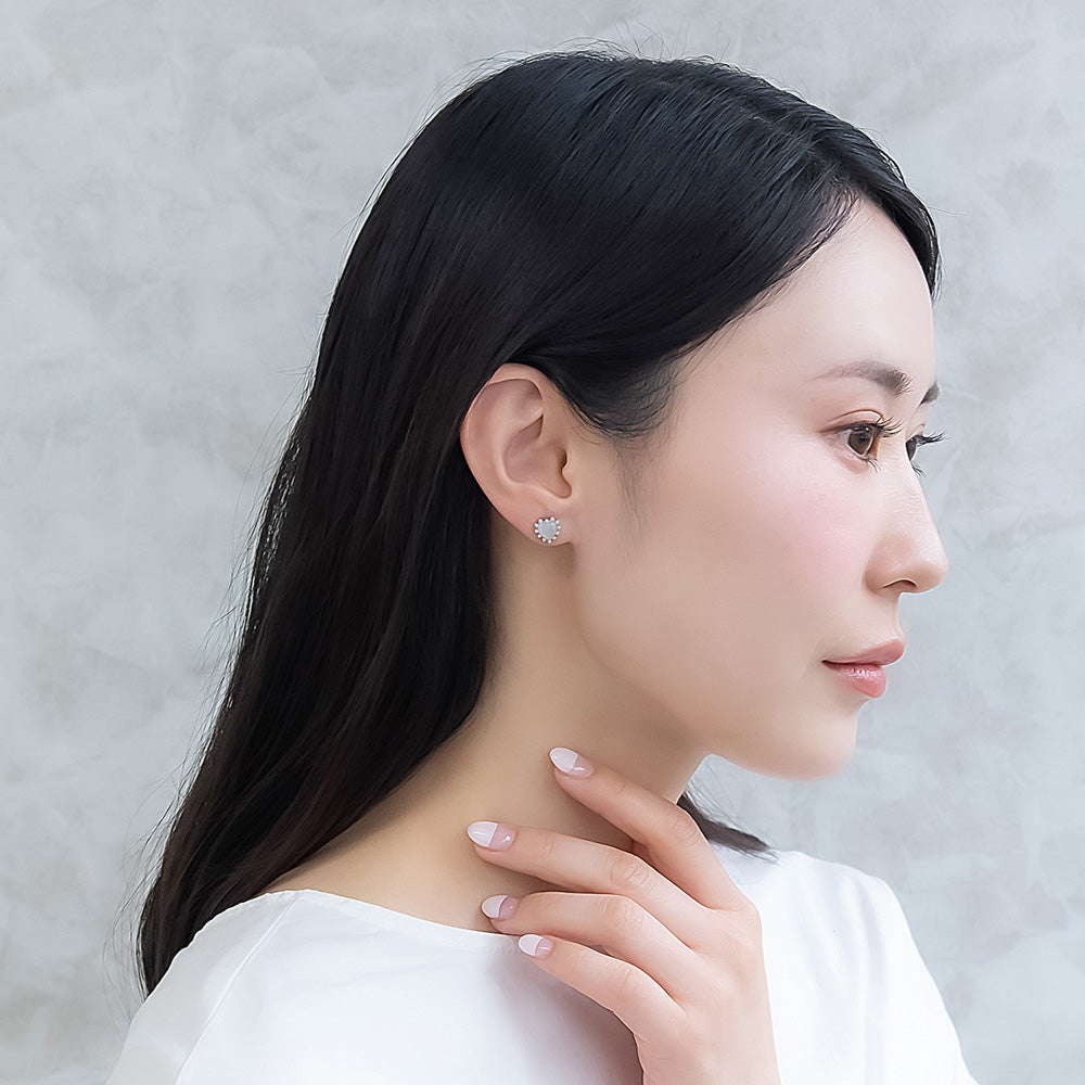 ピアス ニッケルフリー メタル ハート パール 6個セット チタンポスト スタッドピアス