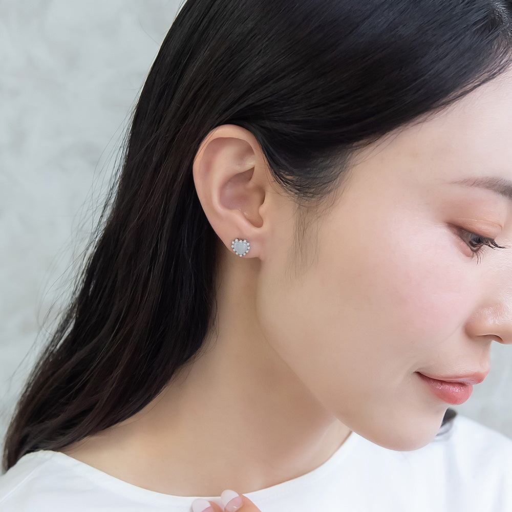 ピアス ニッケルフリー メタル ハート パール 6個セット チタンポスト スタッドピアス