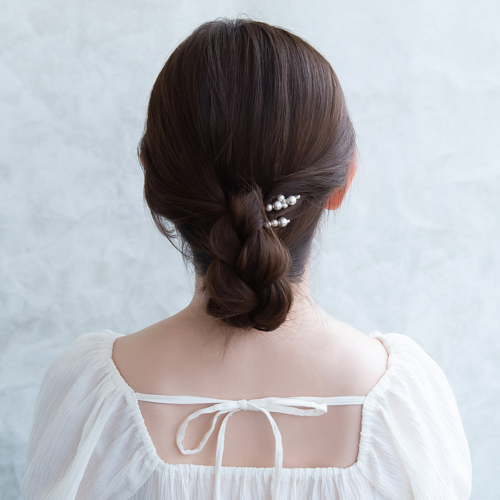 Classy ヘアピン ライン ストーン パール ミックスカラー 2本セット アメピン