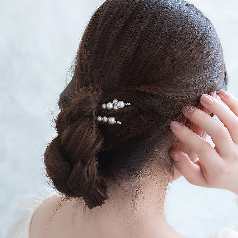Classy ヘアピン ライン ストーン パール ミックスカラー 2本セット