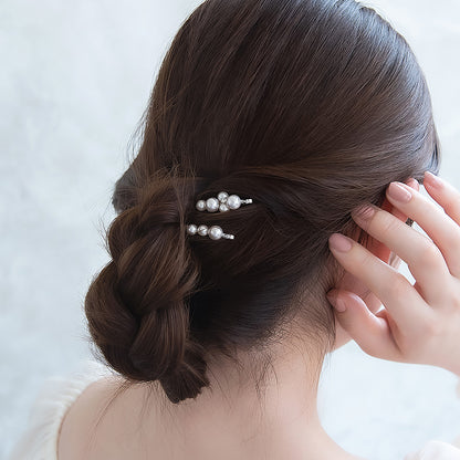 Classy ヘアピン ライン ストーン パール ミックスカラー 2本セット アメピン
