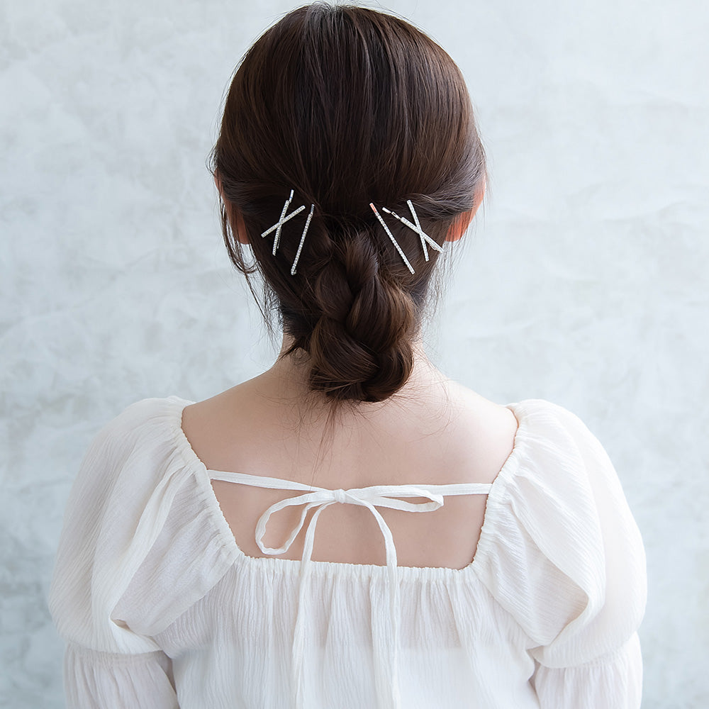 ヘアピン NOUVE. メタル ストーン ストレート クロス 4本セット