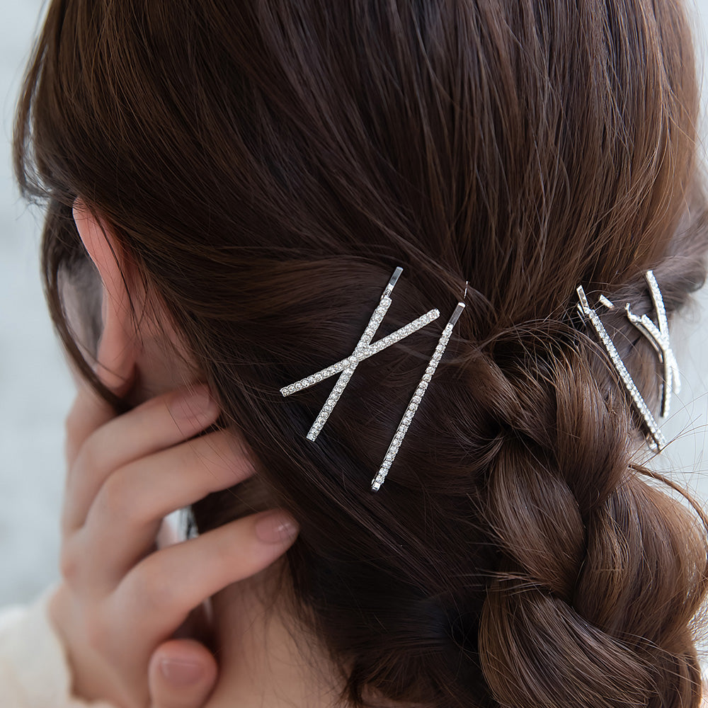 ヘアピン NOUVE. メタル ストーン ストレート クロス 4本セット