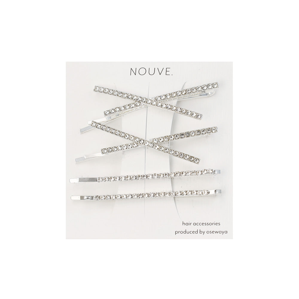ヘアピン NOUVE. メタル ストーン ストレート クロス 4本セット
