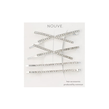 ヘアピン NOUVE. メタル ストーン ストレート クロス 4本セット アメピン