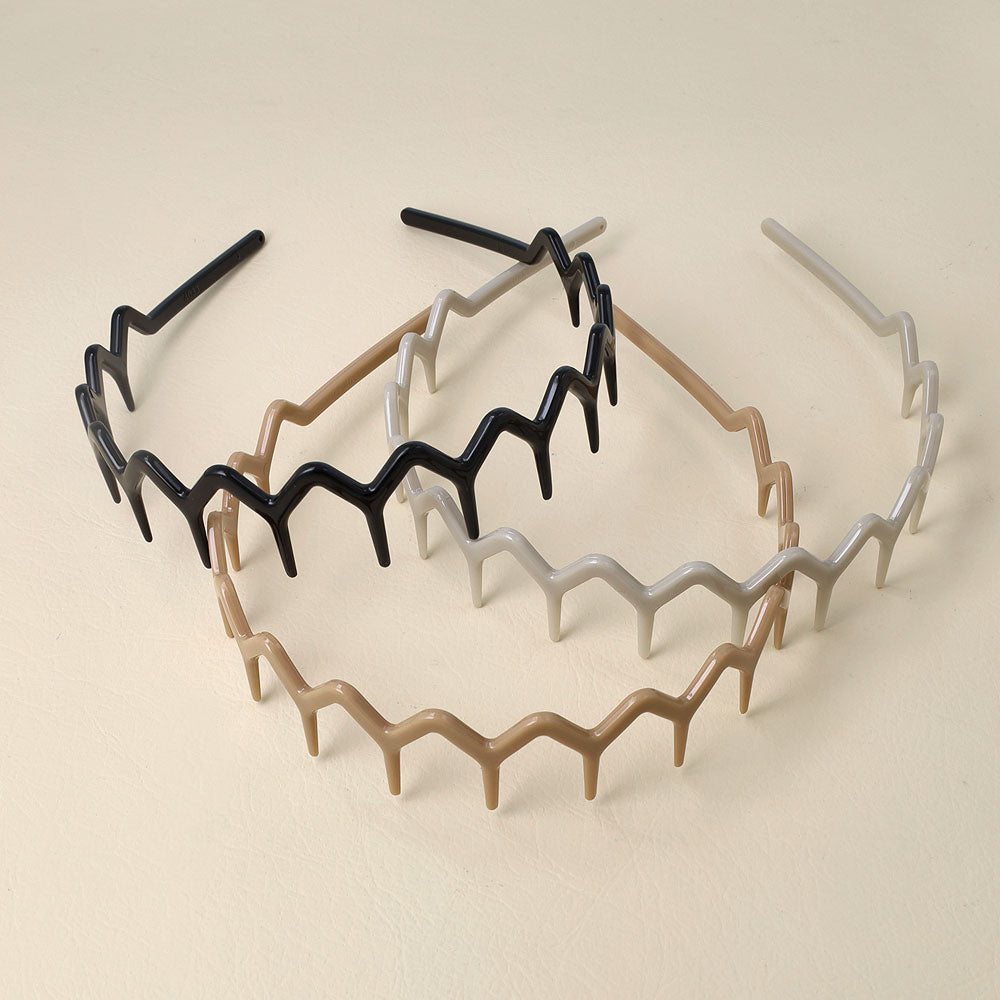 カチューシャ ギザギザ ウェーブ ベーシックカラー コームカチューシャ