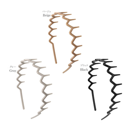 カチューシャ ギザギザ ウェーブ ベーシックカラー コームカチューシャ