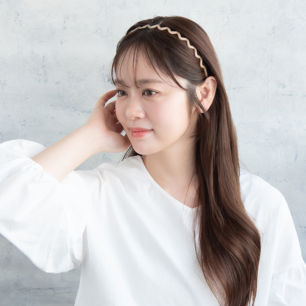 カチューシャ ギザギザ ウェーブ ベーシックカラー コームカチューシャ