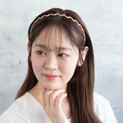 カチューシャ ギザギザ ウェーブ ベーシックカラー コームカチューシャ