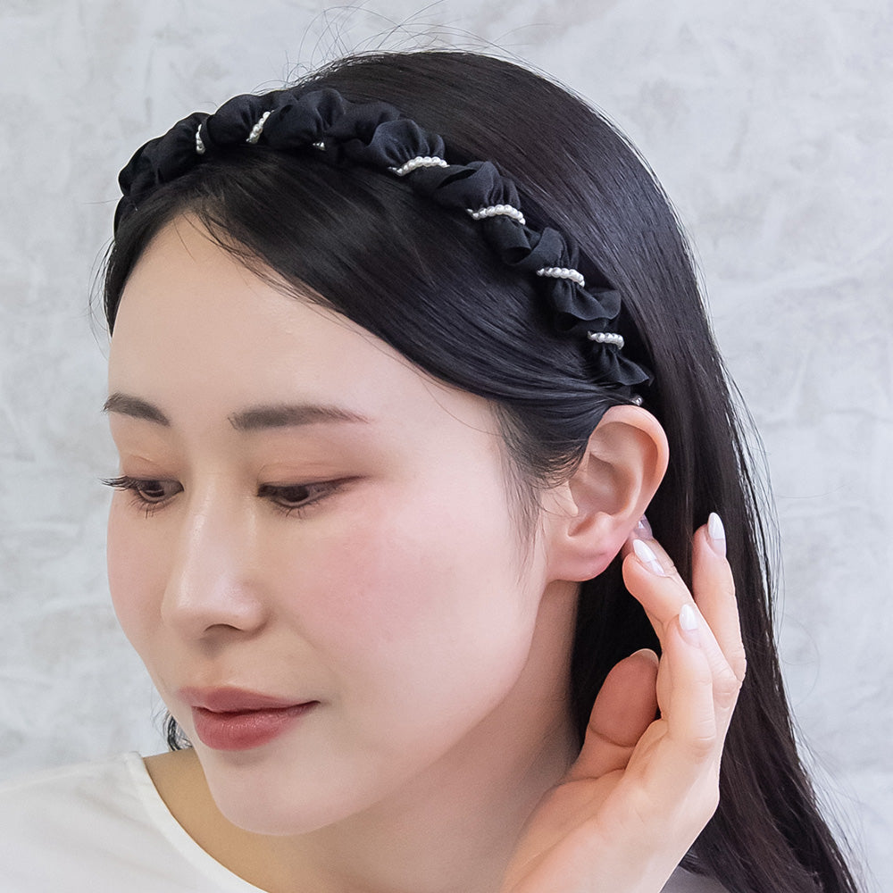 カチューシャ ぐるぐる ツイスト パール