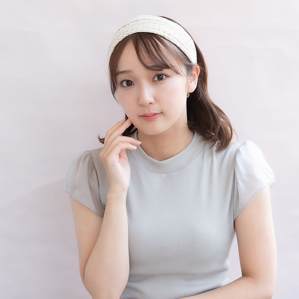 メッシュ レース ベーシックカラー ワイド ターバン
