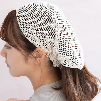 メッシュ レース ベーシックカラー ワイド ターバン