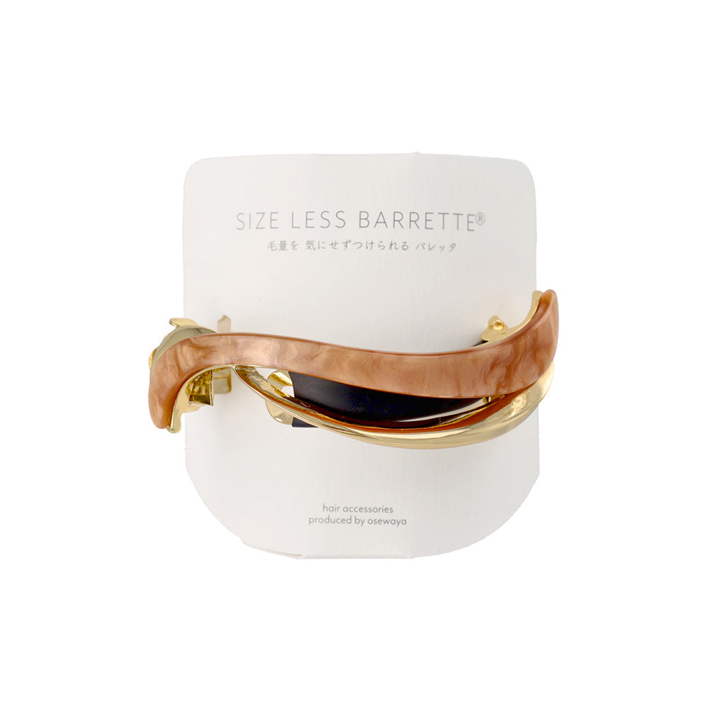 バレッタ ニッケルフリー メタル マーブル ウェーブ ライン すべり止め付き サイズレスバレッタ