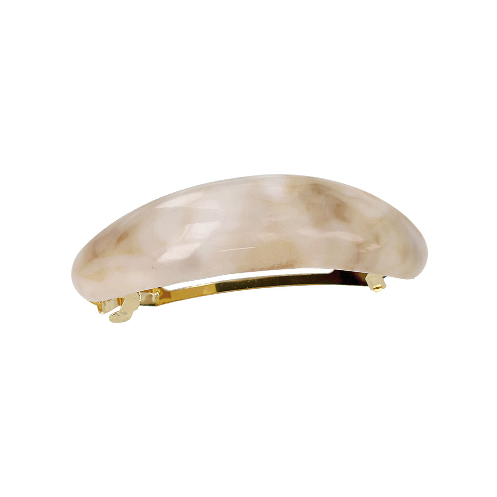 バレッタ ニッケルフリー マーブル カラー プランプ オーバル すべり止め付き サイズレスバレッタ