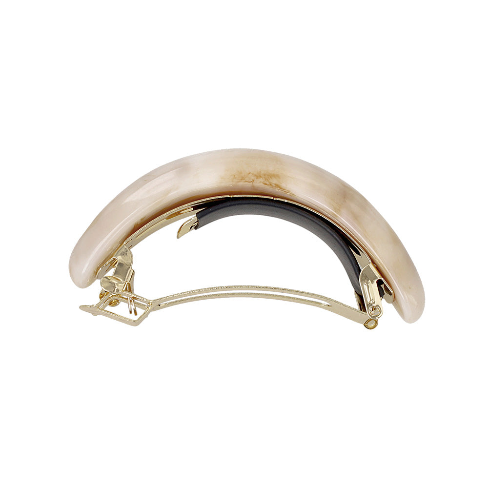 バレッタ ニッケルフリー マーブル カラー プランプ オーバル すべり止め付き サイズレスバレッタ