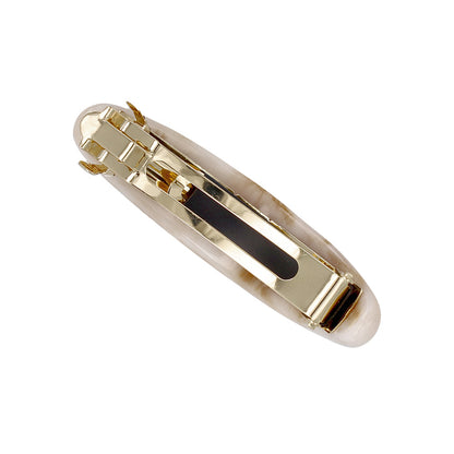 バレッタ ニッケルフリー マーブル カラー プランプ オーバル すべり止め付き サイズレスバレッタ