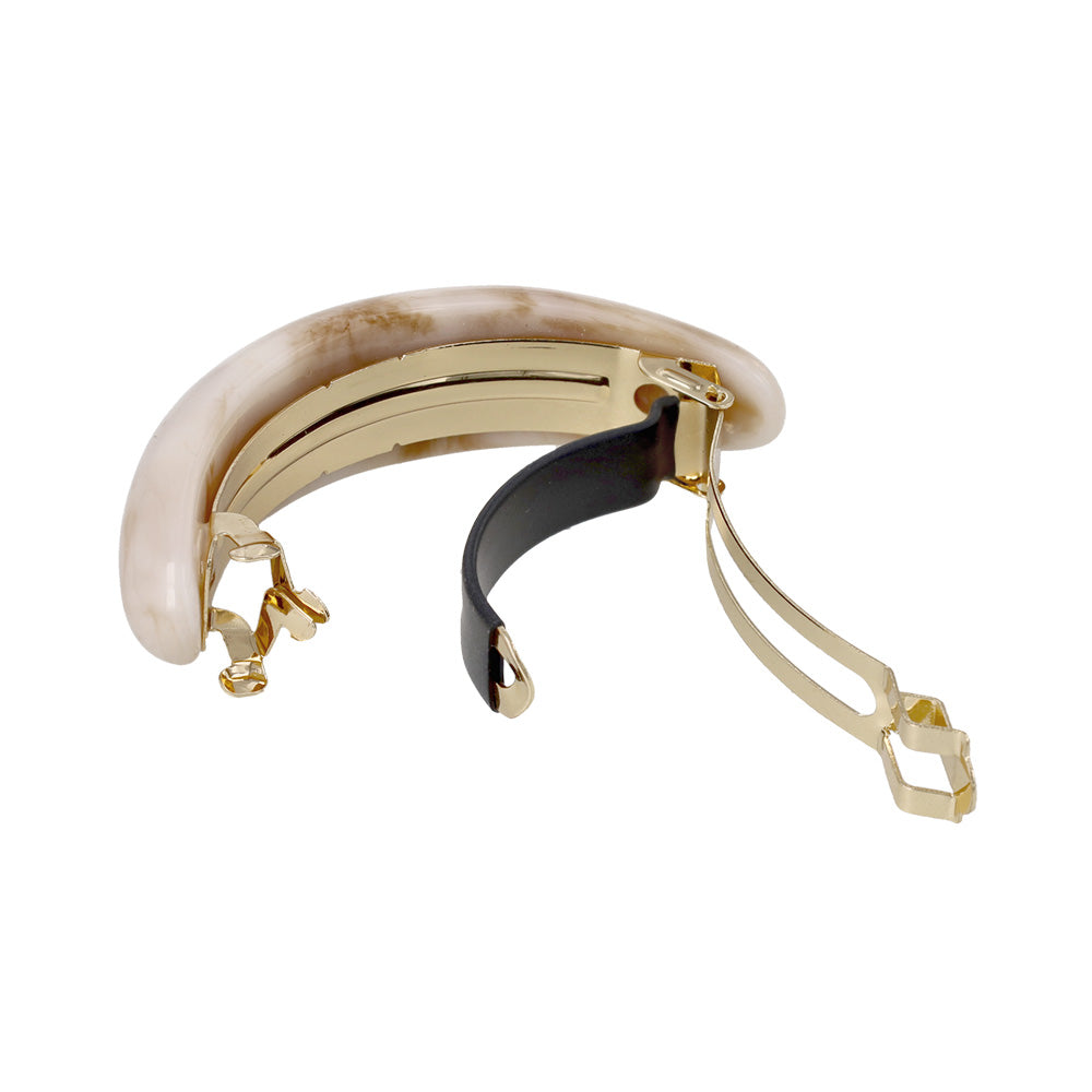 バレッタ ニッケルフリー マーブル カラー プランプ オーバル すべり止め付き サイズレスバレッタ