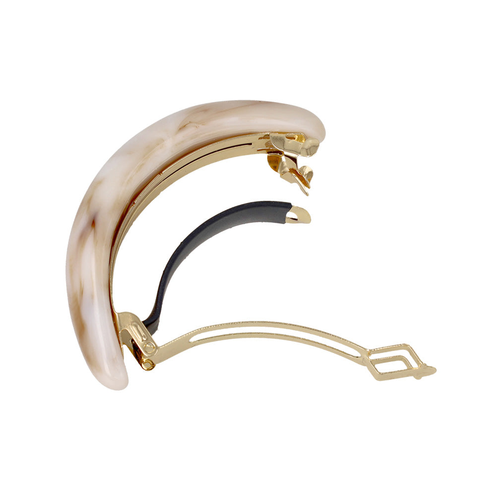 バレッタ ニッケルフリー マーブル カラー プランプ オーバル すべり止め付き サイズレスバレッタ