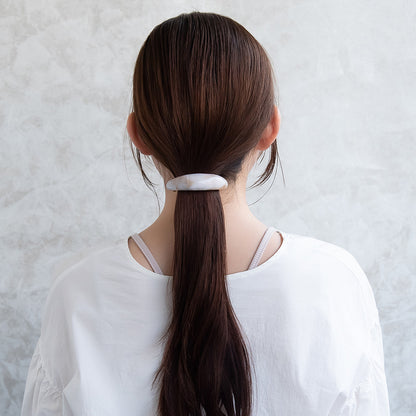 バレッタ ニッケルフリー マーブル カラー プランプ オーバル すべり止め付き サイズレスバレッタ