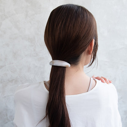 バレッタ ニッケルフリー マーブル カラー プランプ オーバル すべり止め付き サイズレスバレッタ