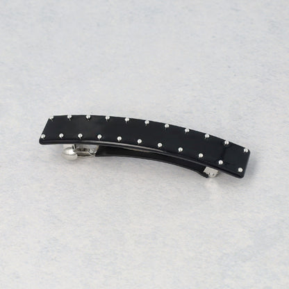 バレッタ ニッケルフリー メタルボール ブラック レクタングル すべり止め付き