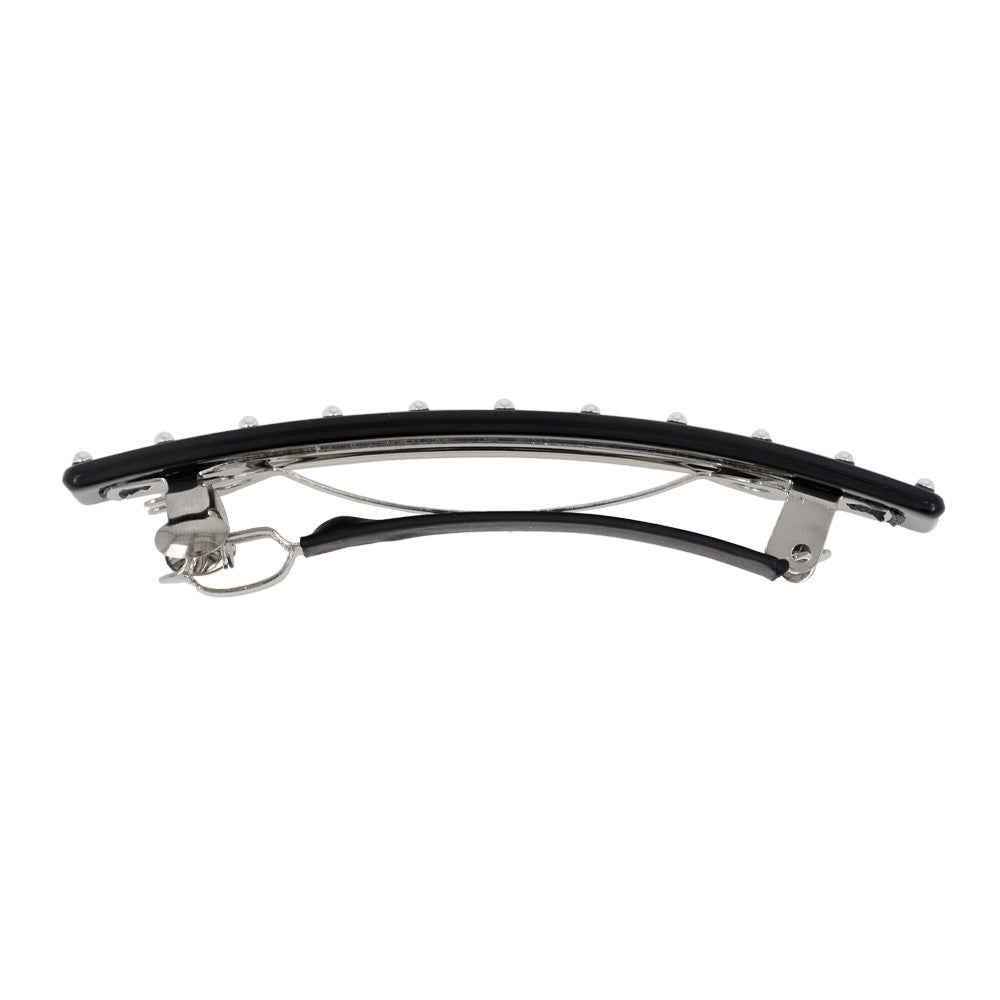 バレッタ ニッケルフリー メタルボール ブラック レクタングル すべり止め付き