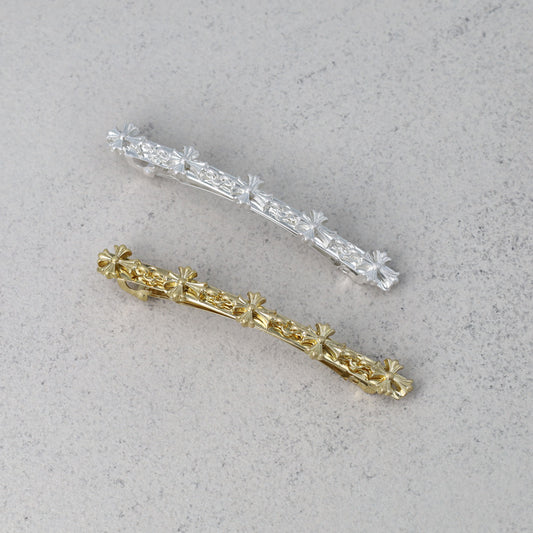 バレッタ Awesome ニッケルフリー メタル クロス ライン 5連 スリムバレッタ