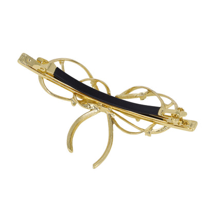 バレッタ ニッケルフリー メタル リボン ライン すべり止め付き