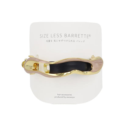 バレッタ ニッケルフリー メタル オーバル ウェーブ マーブル すべり止め付き サイズレスバレッタ