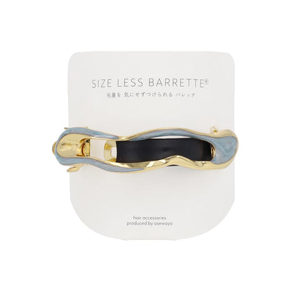 バレッタ ニッケルフリー メタル オーバル ウェーブ マーブル すべり止め付き サイズレスバレッタ