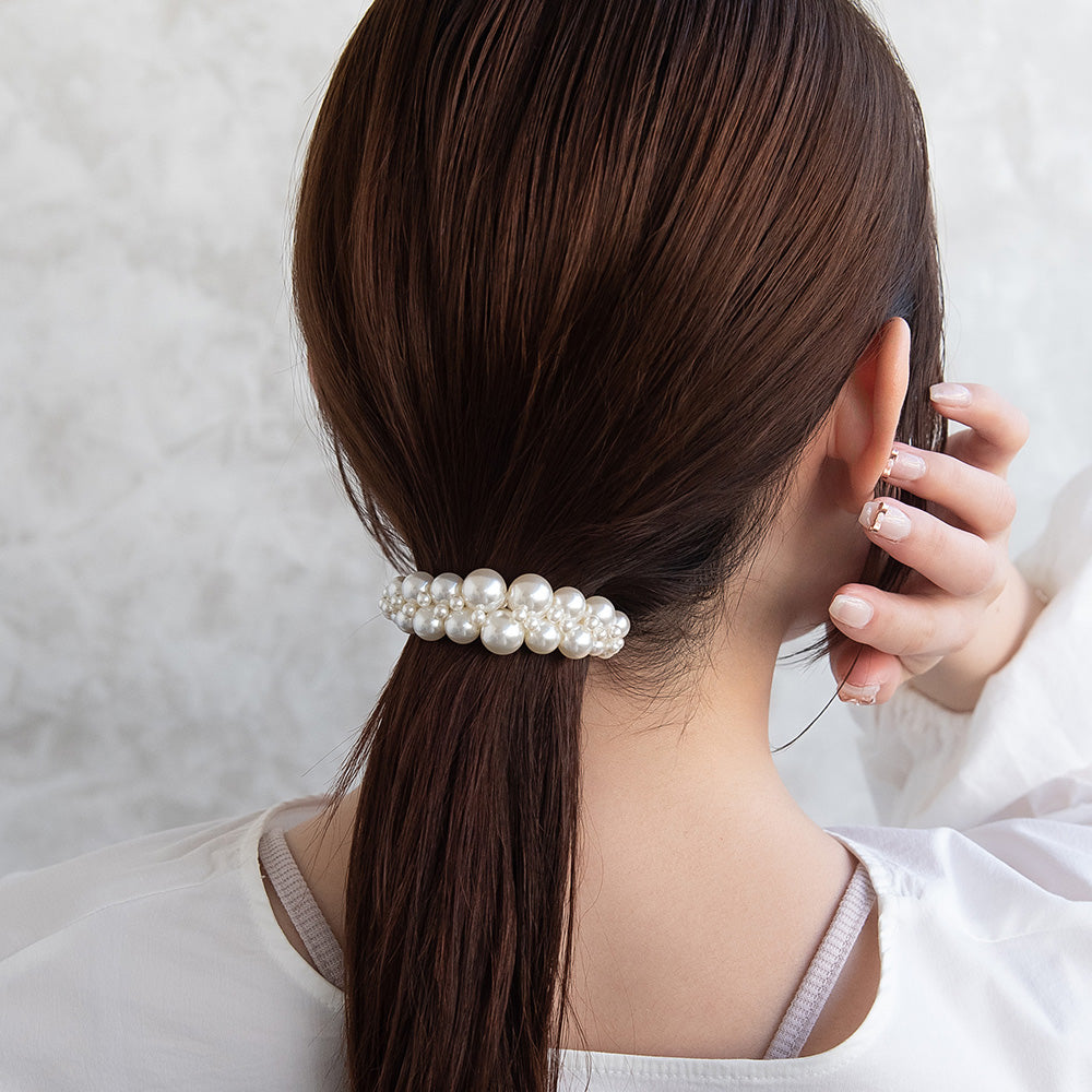 バレッタ メニー パール バブル すべり止め付き サイズレスバレッタ