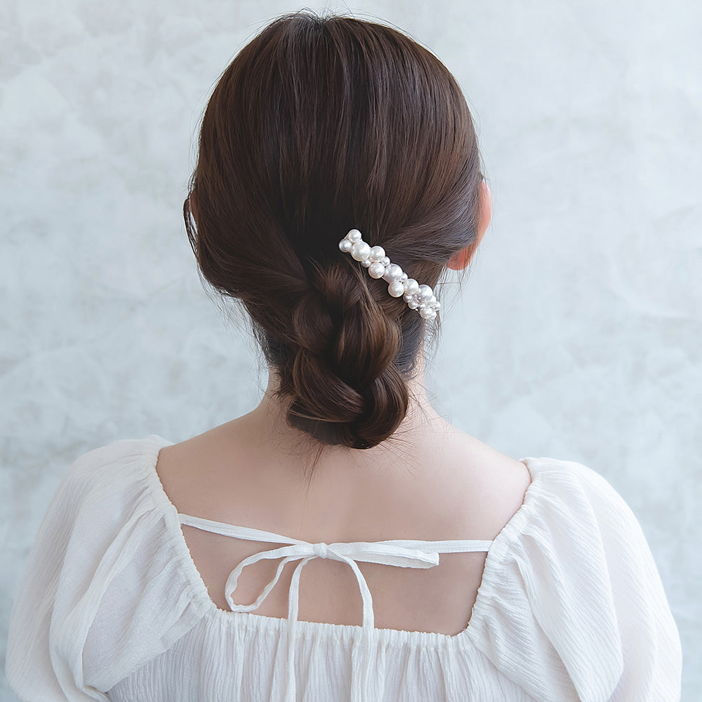 Classy バレッタ ランダム バブル パール ミックスカラー すべり止め付き