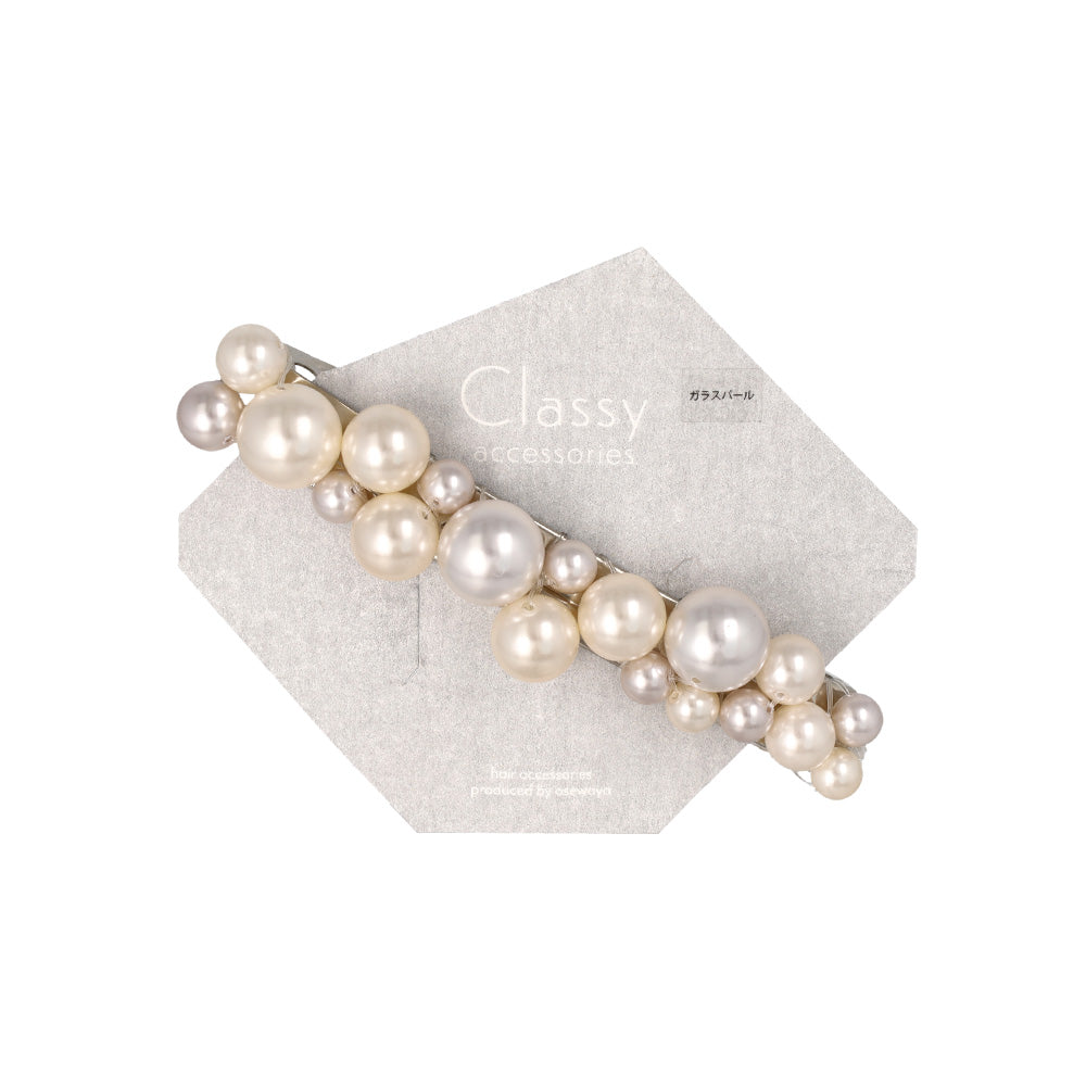 Classy バレッタ ランダム バブル パール ミックスカラー すべり止め付き