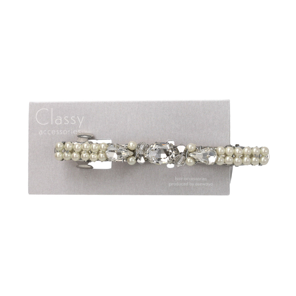 Classy バレッタ パール ビジュー ストーン