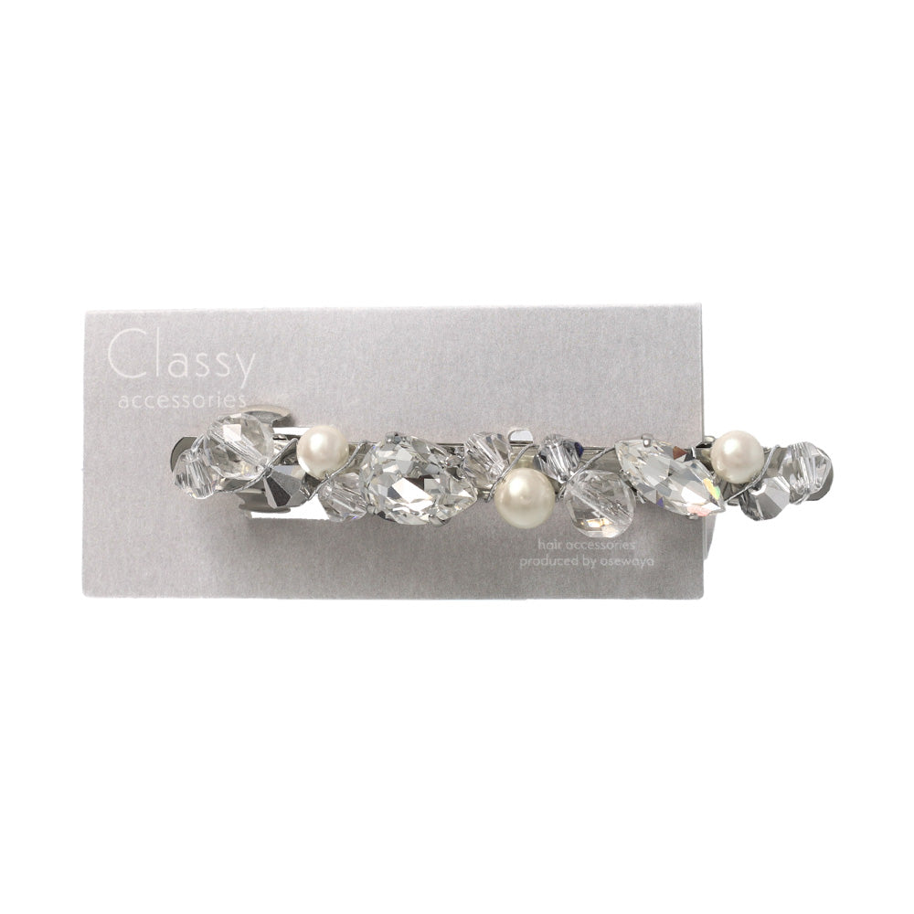 Classy バレッタ パール ビジュー ストーン