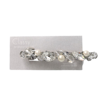 Classy バレッタ パール ビジュー ストーン