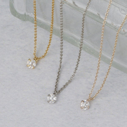 ネックレス ニッケルフリー スーパーキュービックジルコニア 1粒 3mm プチネックレス